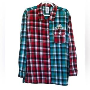 Disney Pixar Plaid Flannel Snap Button Shirt Size XL